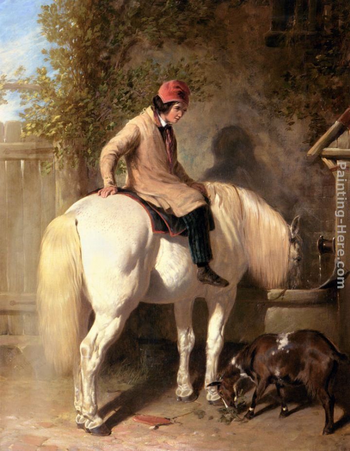 John Frederick Herring Snr Refreshment, A Boy Watering His Grey Pony